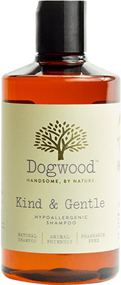 A bottle of Dogwood shampoo